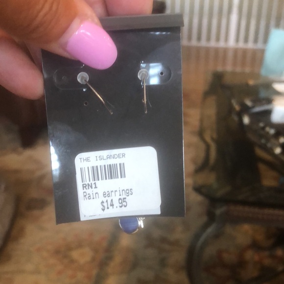 NWT RAIN wire earrings. Silver with sky blue accent. - Picture 2 of 3